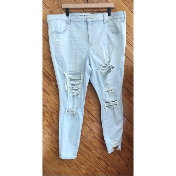 American Eagle High Rise Distressed Raw Hem Jeans - Picture 6 of 6